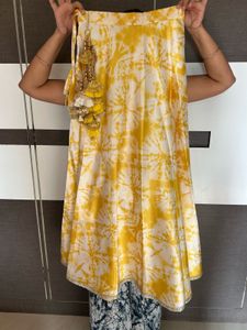 Tie-Dye Yellow Lehenga Skirt with Tassels