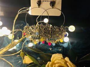 Meenakari work Chandbali earrings