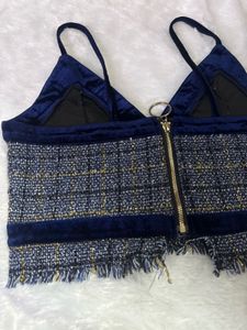 Stylish Tweed Crop Top