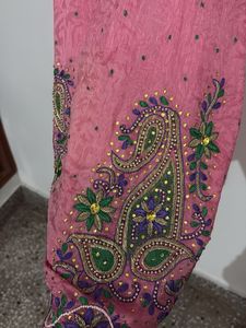 pure crepe Elegant Pink Kurta Set with Dupatta