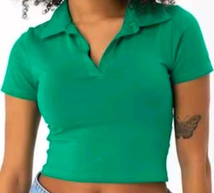 Collar Crop Top Green
