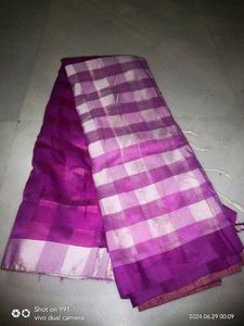 Purple Checkered Saree