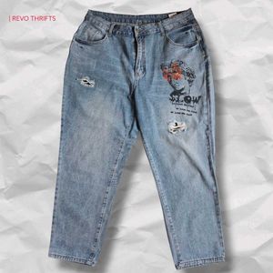 Y2K Distressed Graphic Print Jeans