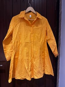 Vibrant Orange Button-Up Tunic