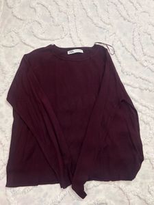 Zara Burgundy Knit Sweater