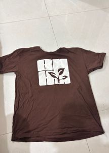 Brown T-Shirt with Leaf Logo
