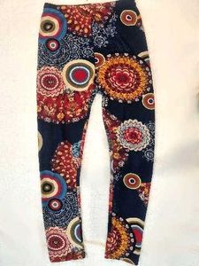 blue multicolour winter leggings