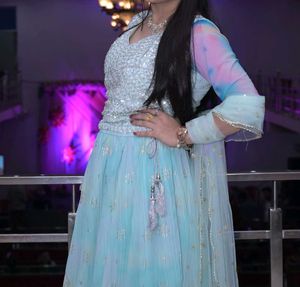 Stunning Blue Sequined Lehenga Choli