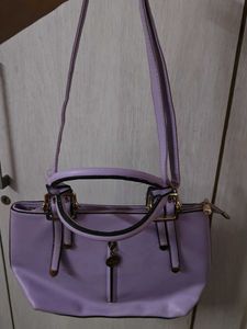 Lilac Handbag with Gold Accents