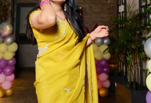Elegant Yellow Embroidered Saree