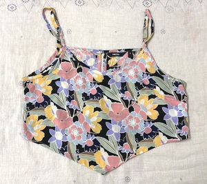 Floral Print Adjustable Strap Crop Top
