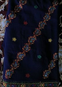 Embroidered Navy Blue Saree