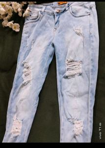 Light Wash Distressed Denim Jeans