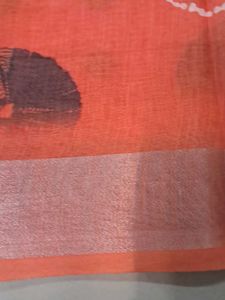 Orange Saree with Circular Print