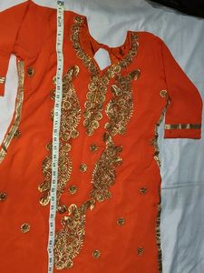 Orange Kurta with Gold Embellishments