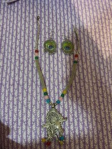 Unique Krishna Pendant Necklace & Earrings