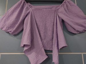 Lilac Square Neck Puff Sleeve Top