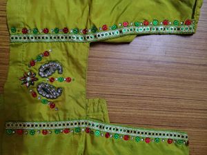 Embroidered Silk Blouse olive green