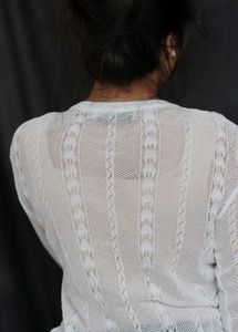 Sheer White Button-Up Cardigan
