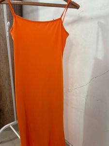 Orange Spaghetti Strap Maxi Dress