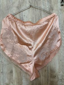 Satin Pajama Set with Lace Trim