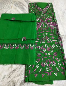 Handcrafted Bengal Kantha work dress material.