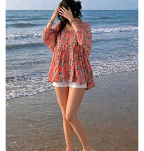 Pink Floral Print Kurta
