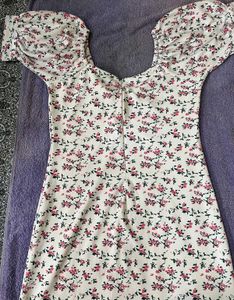 Floral Print Puff Sleeve Dress