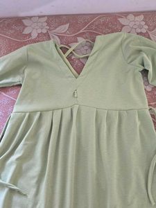 Light Green Casual V-Neck Dress