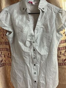 Chic Striped Button-Up top