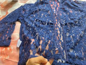 Elegant Blue Lace Bolero Jacket