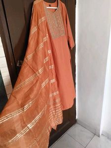 Kalini Brand -Elegant Rust Kurta with Embroidery