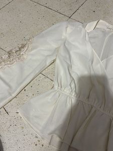 Elegant White Lace Trim Blouse