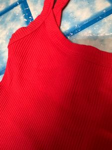 Red Ribbed Tank Top