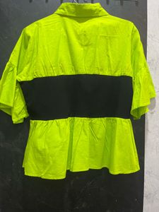 Lime Green &amp; Black Peplum Top