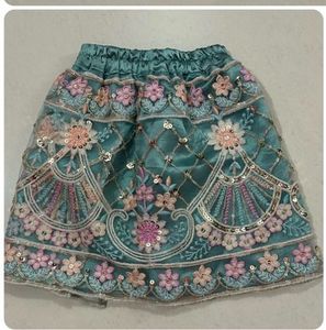 Embroidered Skirt with Crop Top