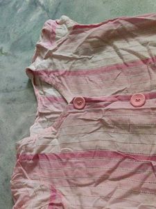 Pink Striped Button-Up Kurti