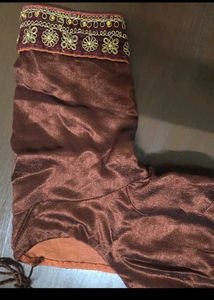 Embroidered Brown saare with red Velvet border