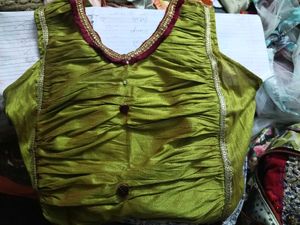 Green Ruched Gown dress with Embellished Neckline