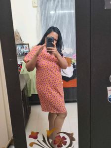 Cute Ditsy Orange One Piece Dress For You!