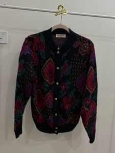 Vintage Richards Floral-patterned knit cardigan