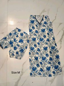 Blue Floral Kurta Set