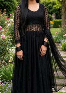Elegant Black Lace Ethnic Gown