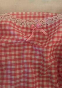 Fitted Whimsy Cute Pink Gingham Off-Shoulder Top