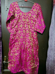 Vibrant Pink Brocade Kurta