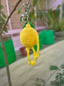 Handmade Crochet Lemon Keychain