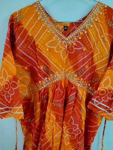 Ethnic Orange Printed Kurta