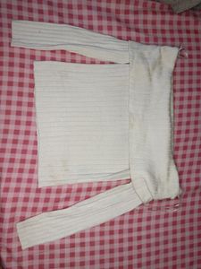 Off-Shoulder Ribbed Sweater Top