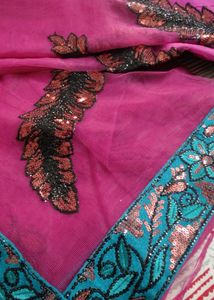 Magenta &amp; Green Saree(Stitched Small Size Blouse)