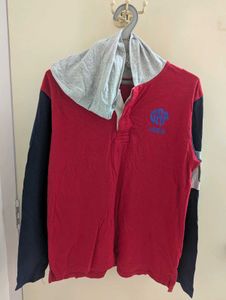 Men's Colorblock Hooded Henley Shirt